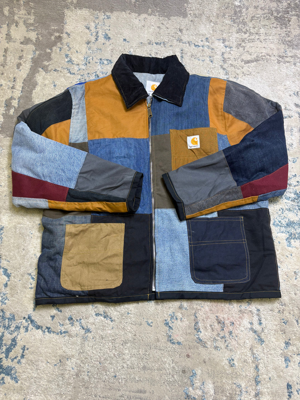 Carhartt Patchwork Jacket – Reworked Multi Panel Workwear Coat (Denim / Canvas)